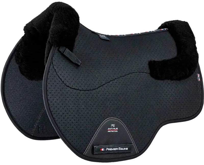 Cc Air-tech Shockproof Merino Wool Jump Zadeldekje Zwart Full de Premier Equine en Noir, Black Wool – photo produit
