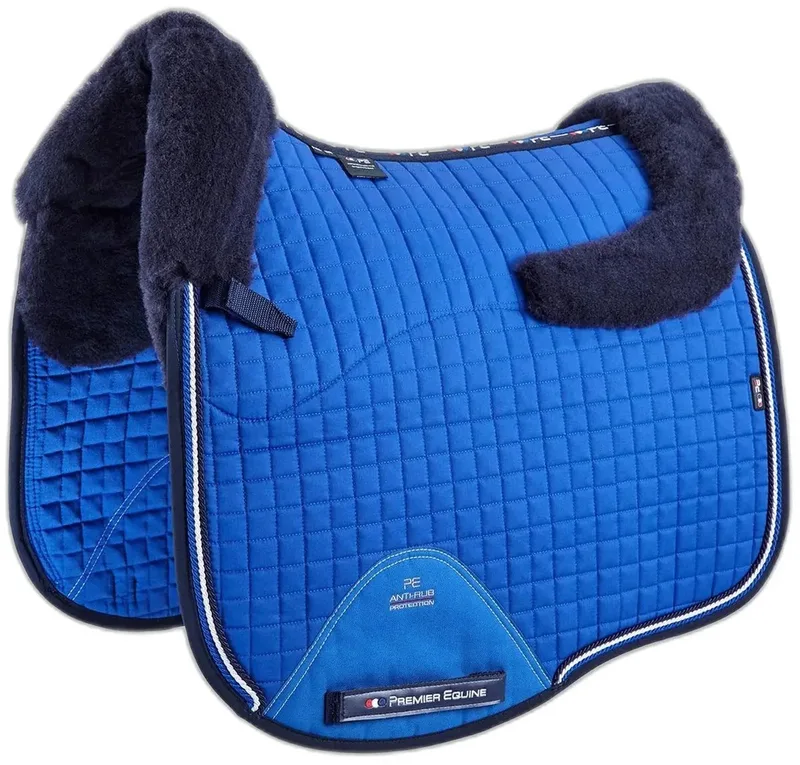 Cc Merino Wool European Dressage Square Zadeldekje Blauw Full by Premier Equine in Royal Blue, Navy Wool – product photo