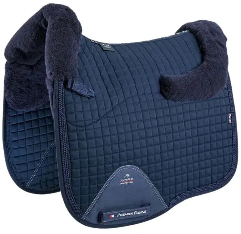 Cc Merino Wool European Dressage Square Zadeldekje Blauw Full fra Premier Equine i Marine, Navy wol – produktbillede