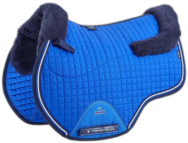Cc Merino Wool European Gp/jump Square Zadeldekje Blauw Full von Premier Equine in Royal Blue, Navy Wool – Produktfoto