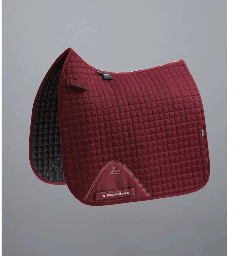 Cc Plain Cotton Dressage Square Zadeldekje Paars Full de Premier Equine en Bordeauxrood – photo produit