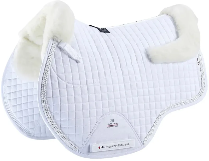 Geïntegreerd synthetisch schapenvacht zadeldek Premier Equine Pony Merino de Premier Equine en Blanc, Natuurlijk – photo produit