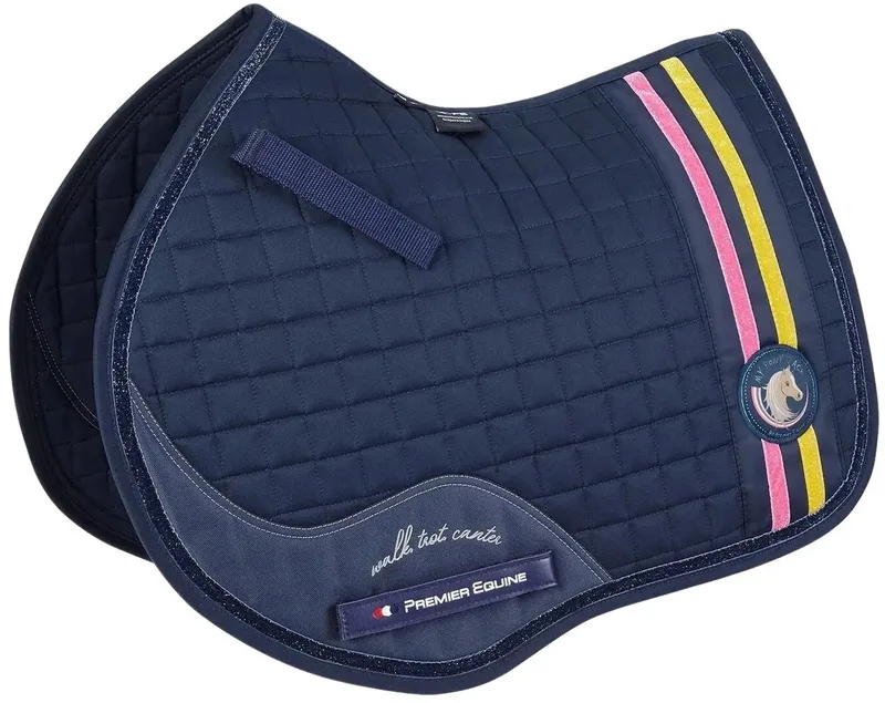 Katoenen zadeldek Premier Equine MPJ GP / Jump Glitter von Premier Equine in Marine – Produktfoto