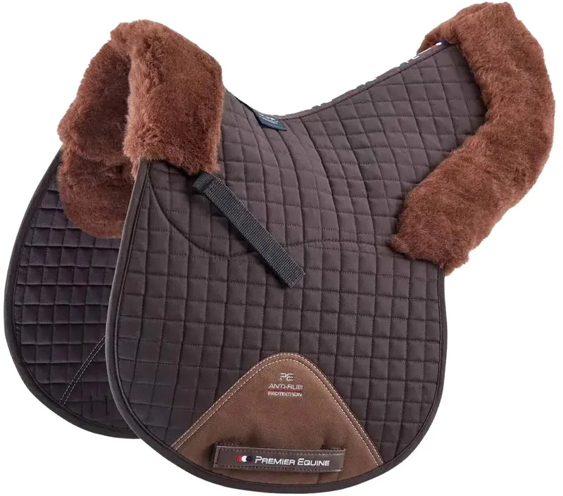 Merino Wool Half Lined Gp/jump Numnah Zadeldekje Bruin Full by Premier Equine in Brown, Brown Wool – product photo