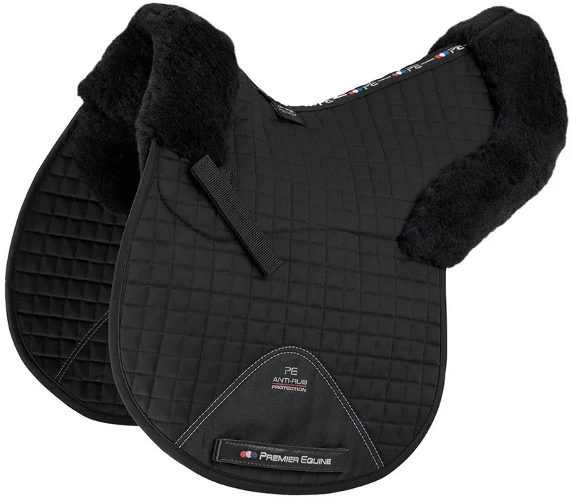 Merino Wool Half Lined Gp/jump Numnah Zadeldekje Zwart Full de Premier Equine en Noir, Black Wool – photo produit
