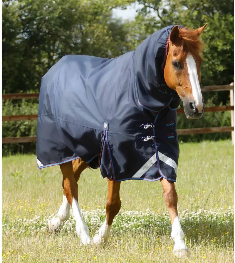 Outdoor paardendeken met halsbedekking Premier Equine Titan Storm 200 g de Premier Equine en Marine – photo produit