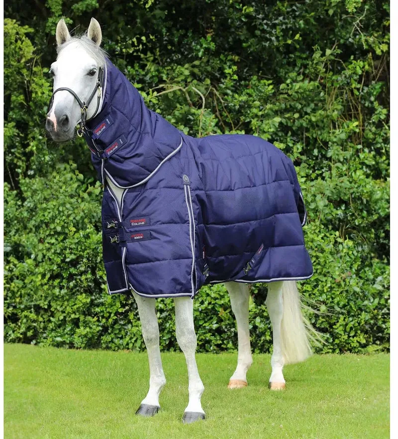 Paardendeken met halsbedekking Premier Equine Hydra 200g by Premier Equine in Blue – product photo