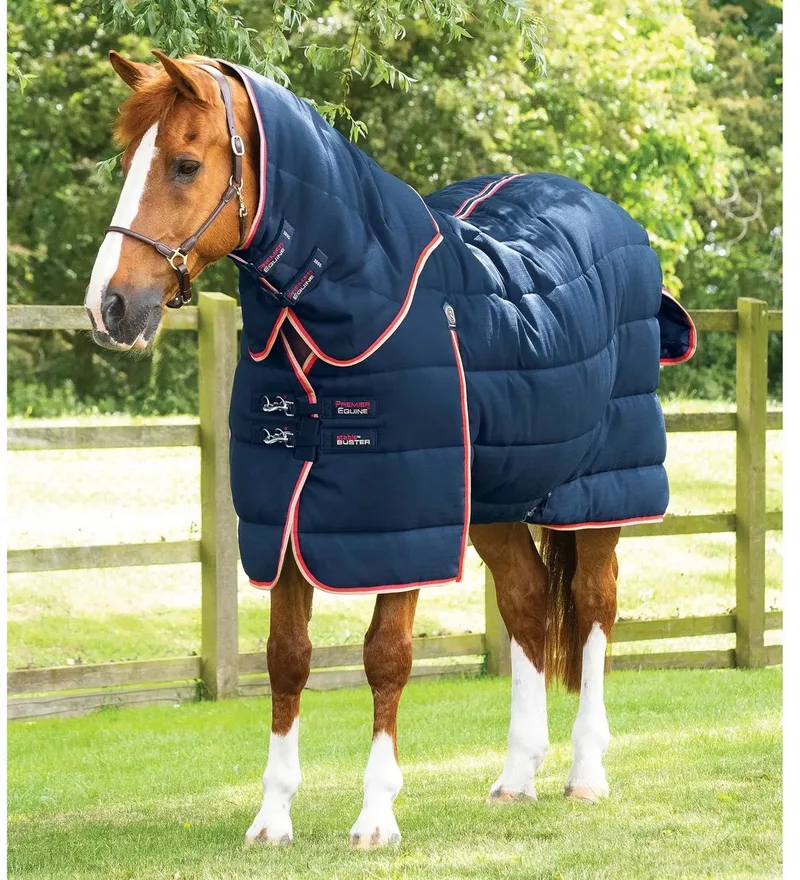 Paardendeken met halsbedekking Premier Equine Stable Buster 200g by Premier Equine in Black – product photo