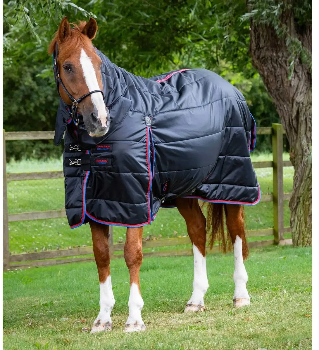 Paardenstaldeken met halsbedekking Premier Equine 200 g de Premier Equine en Noir – photo produit