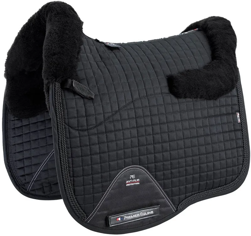 Pony Cc Merino Wool European Dressage Square Zadeldekje Zwart Pony by Premier Equine in Black, Black Wool – product photo