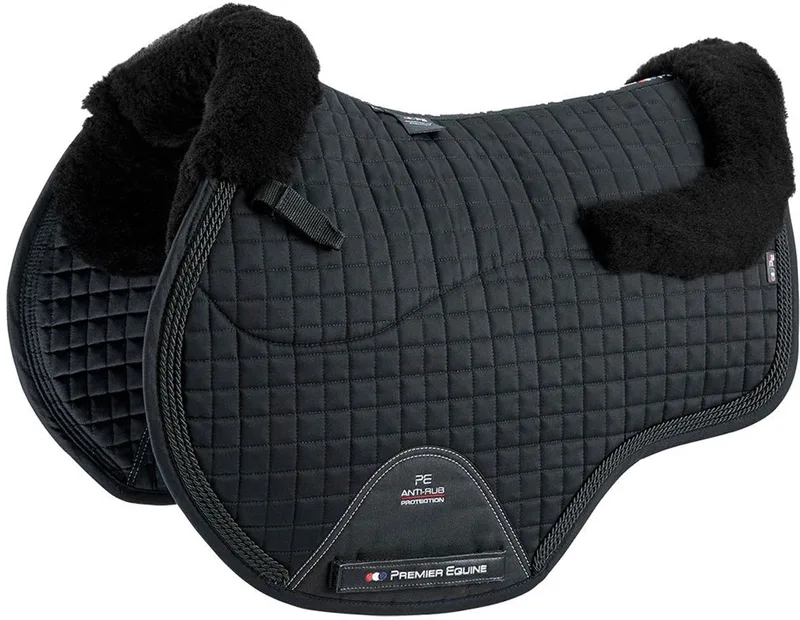 Pony Cc Merino Wool European Gp/jump Square Zadeldekje Zwart Pony fra Premier Equine i Sort, Black Wool – produktbillede