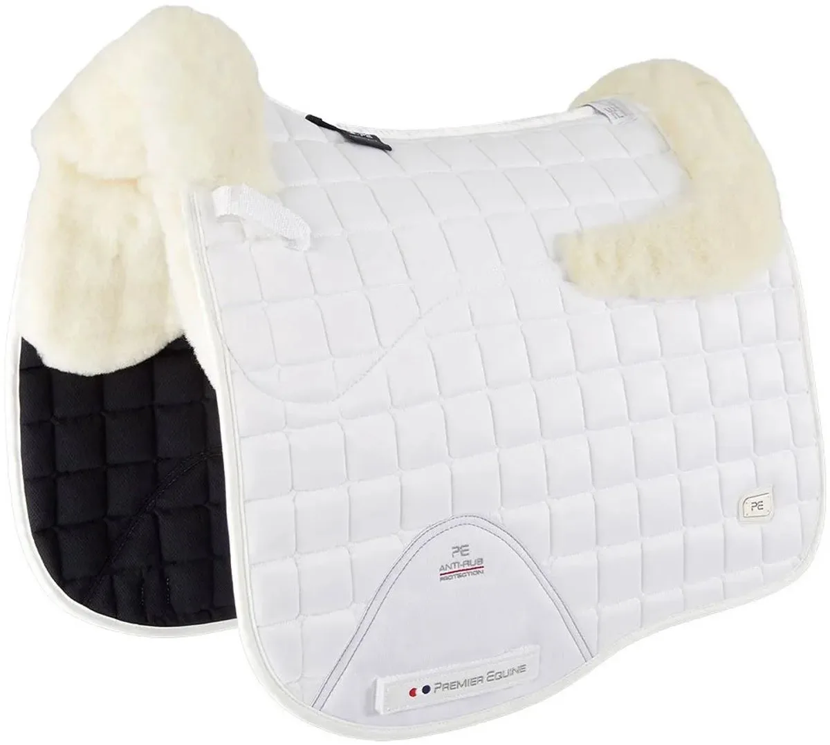 Satijn en wol dressuurdeken voor paarden Premier Equine Atlantis CC från Premier Equine i Vit, Natural Wool – produktbild