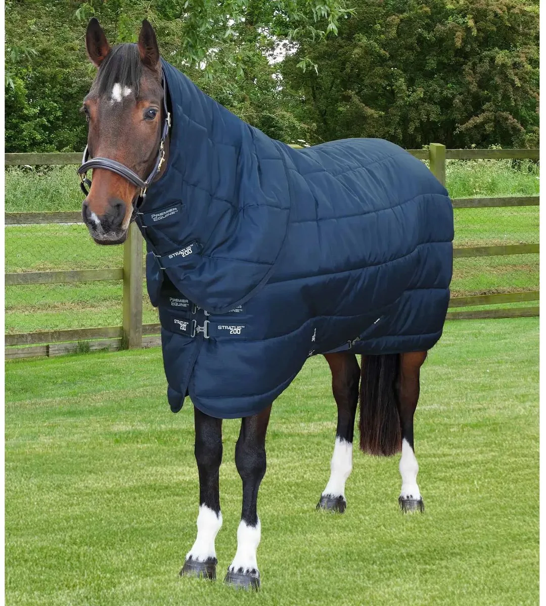 Staldekens met nekmuil. Premier Equine Stratus 200g von Premier Equine in Marine – Produktfoto