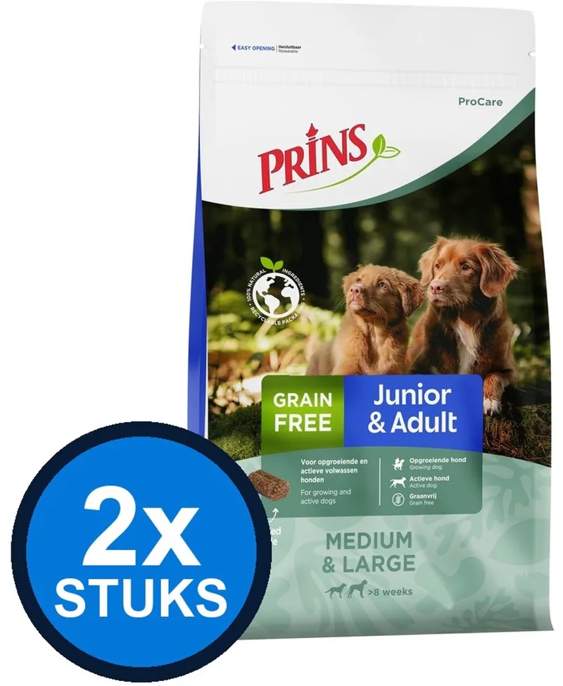 2x Prins - ProCare grainfree junior&adult 3kg - Hondenvoer - 3 kg de Prins – photo produit