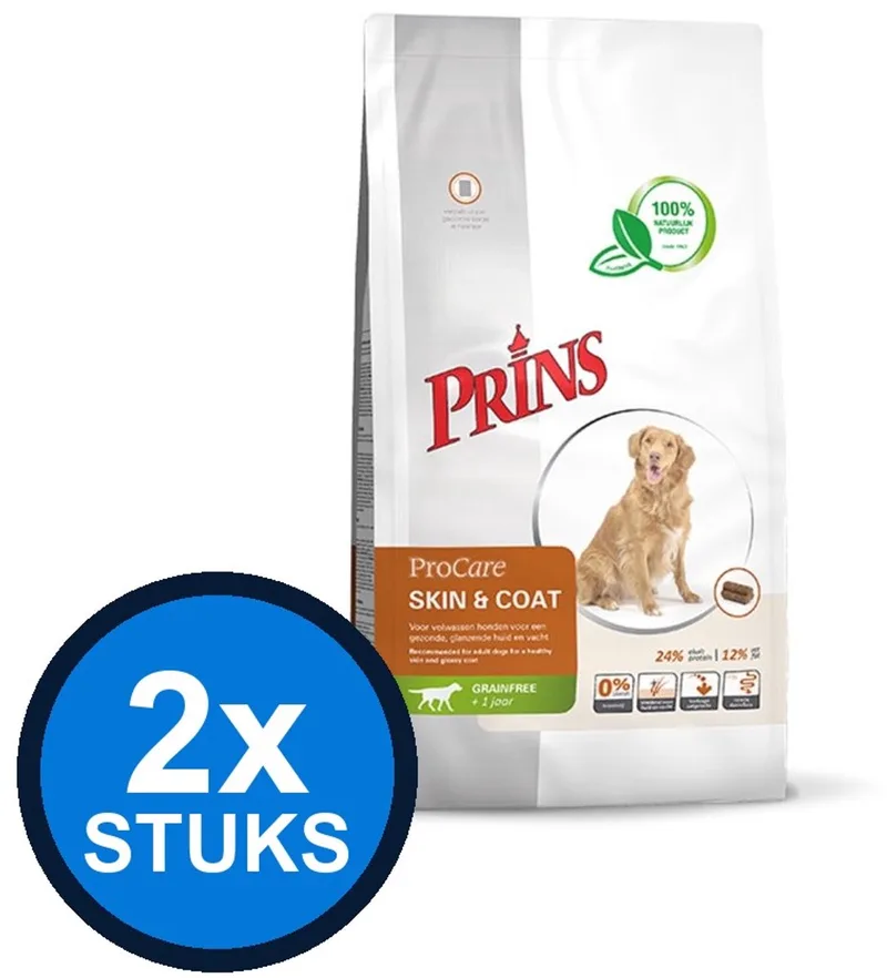 2x Prins - ProCare grainfree skin&coat 3kg - Hondenvoer - 3 kg fra Prins – produktbillede