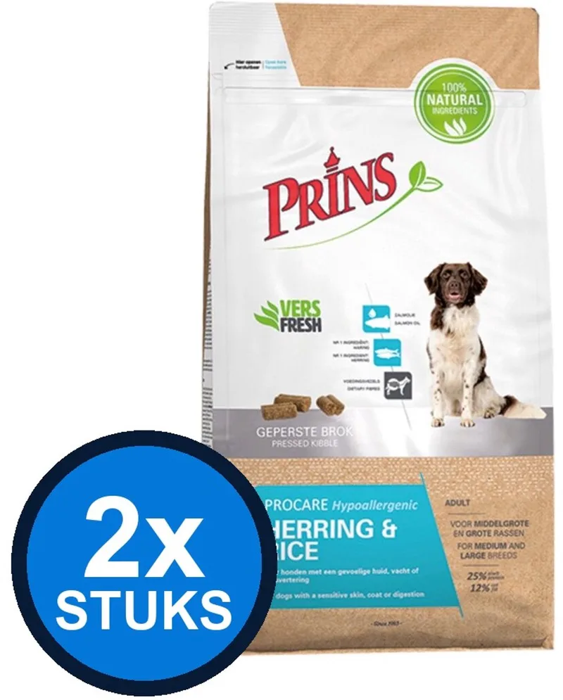 2x Prins - ProCare herring&rice 3kg - Hondenvoer - 3 kg de Prins – photo produit