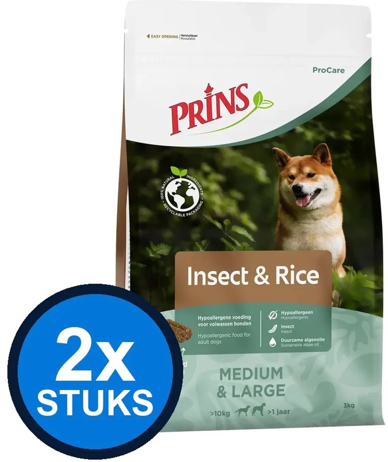 2x Prins - ProCare insect & rice 3kg - Hondenvoer - 3 kg fra Prins – produktbillede