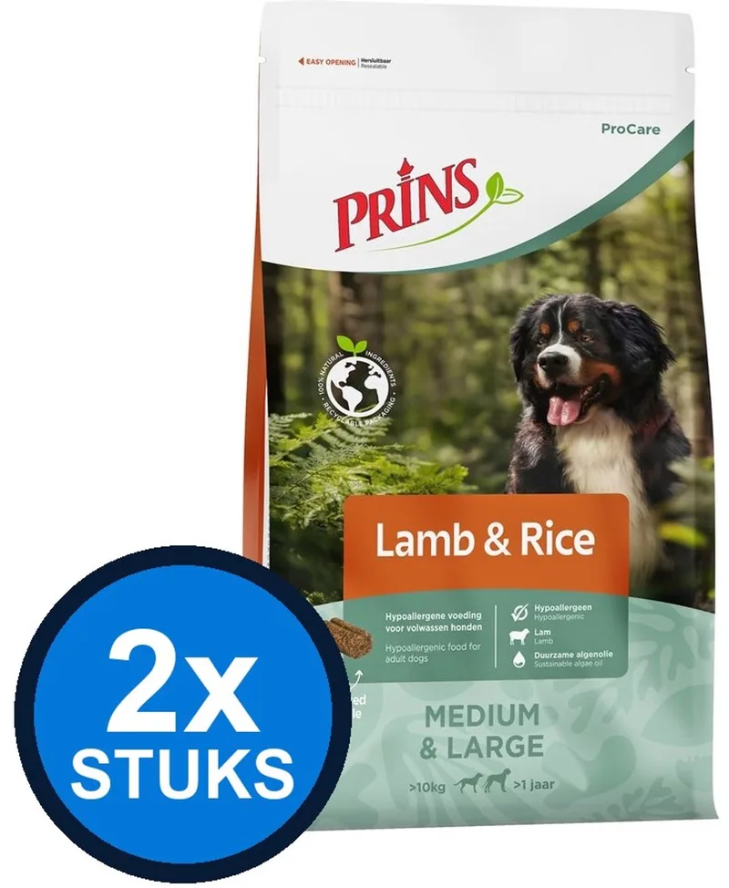 2x Prins - ProCare lamb&rice 3kg - Hondenvoer - 3 kg fra Prins – produktbillede