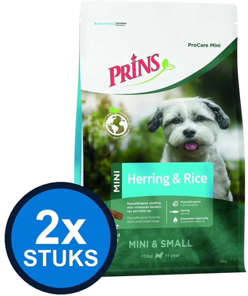 2x Prins - ProCare mini herring&rice 3kg - Hondenvoer - 3 kg von Prins – Produktfoto