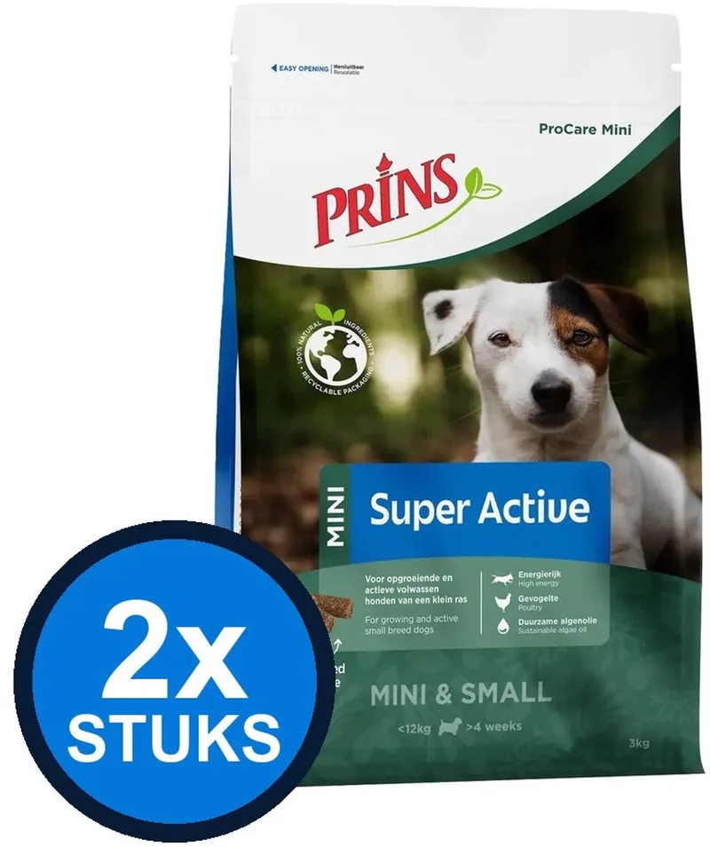 2x Prins - ProCare mini super active 3kg - Hondenvoer - 3 kg by Prins – product photo