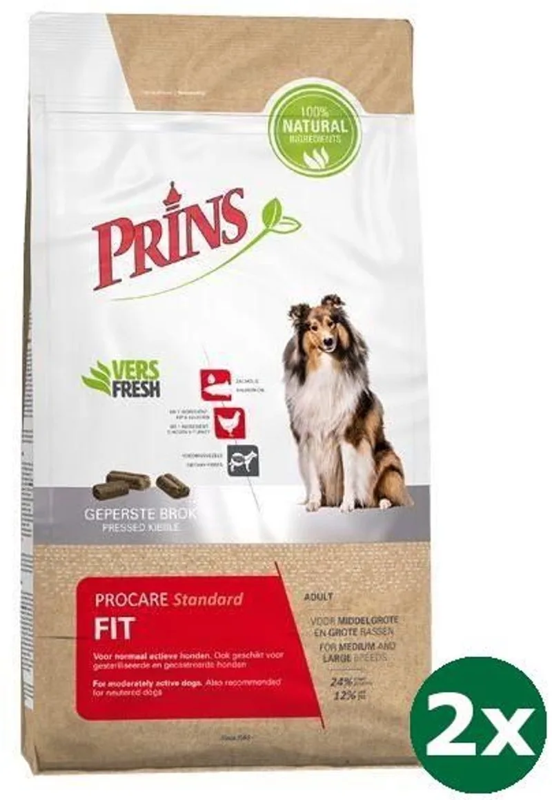 2x01_3 kg Prins procare standaard-fit hondenvoer fra Prins – produktbillede