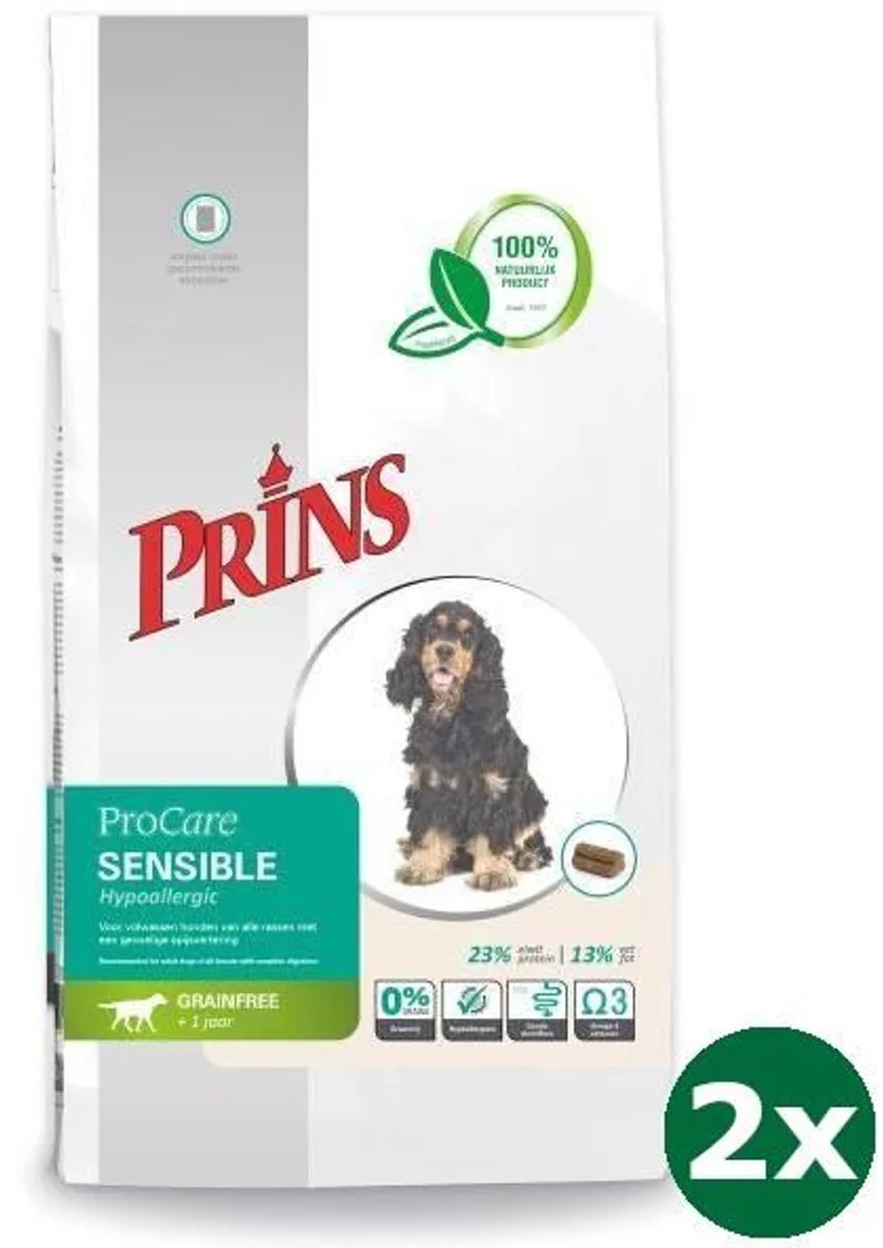 2x12 kg Prins procare graanvrij sensible hypoallergic hondenvoer de Prins – photo produit