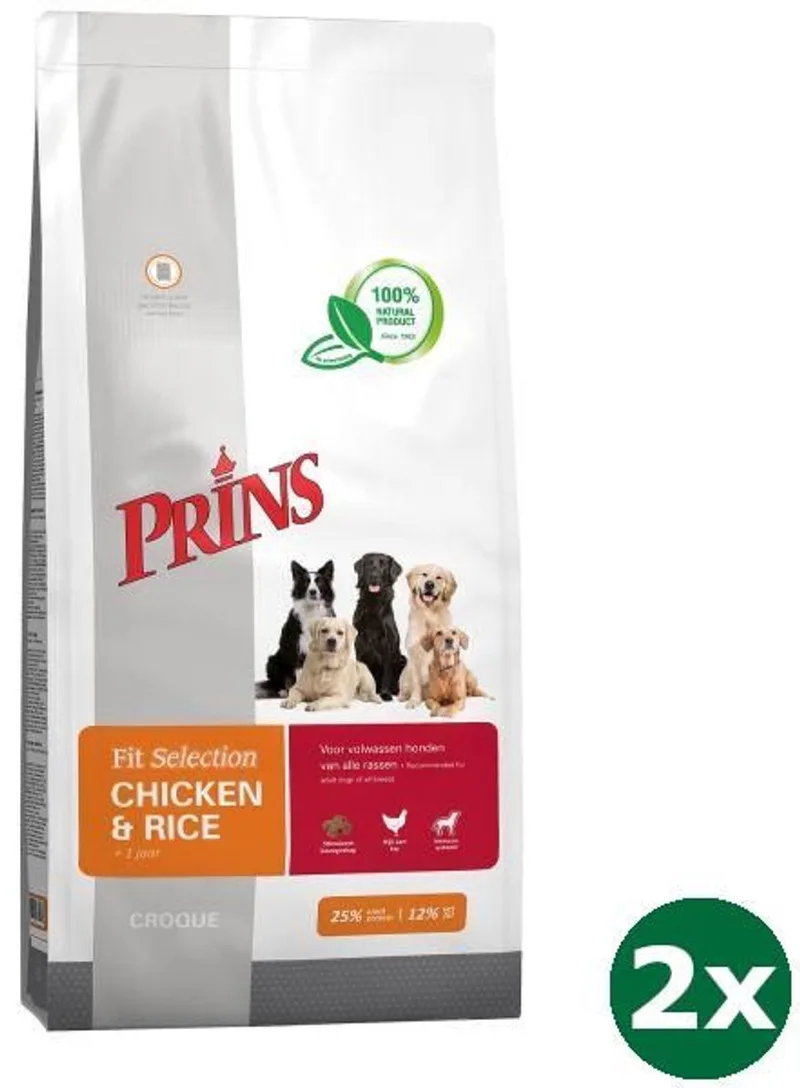 2x14 kg Prins fit selection kip / rijst hondenvoer by Prins – product photo