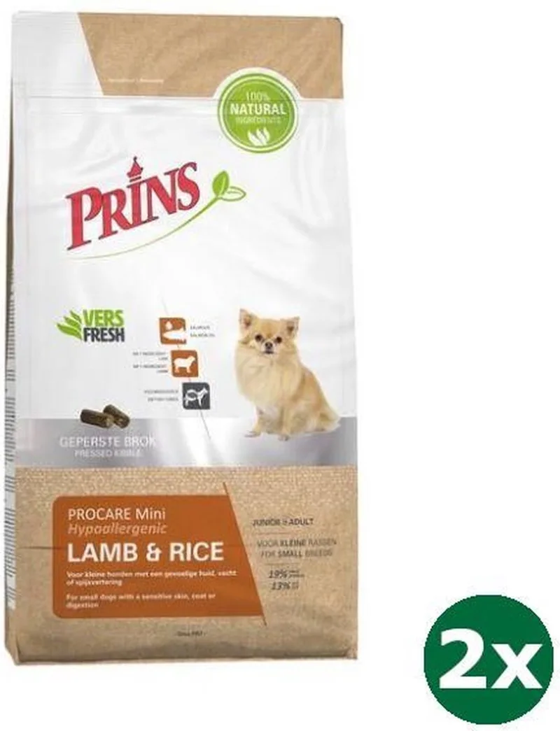 2x3 kg Prins procare mini lam / rijst hondenvoer by Prins – product photo