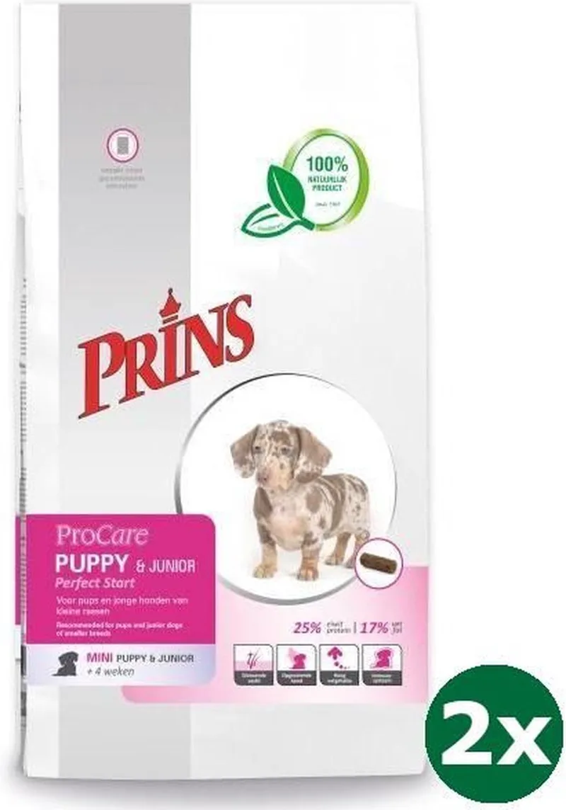 2x3 kg Prins procare mini puppy / junior hondenvoer de Prins – photo produit