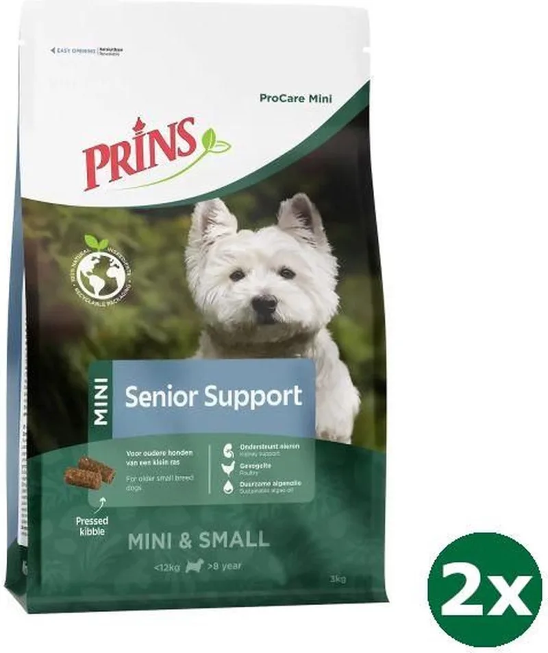 2x3 kg Prins procare mini senior hondenvoer de Prins – photo produit