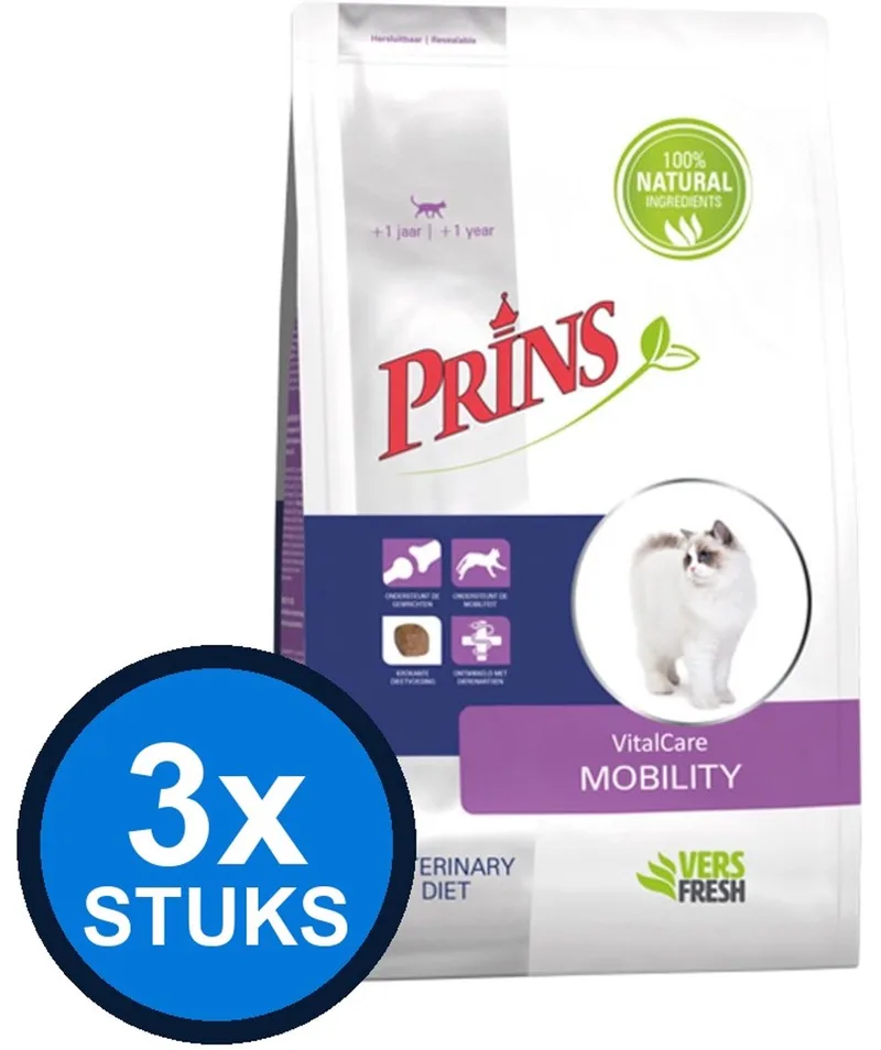 3x Prins - VitalCare dieet mobility 1,5kg - Kattenvoer - 1.5 kg fra Prins – produktbillede