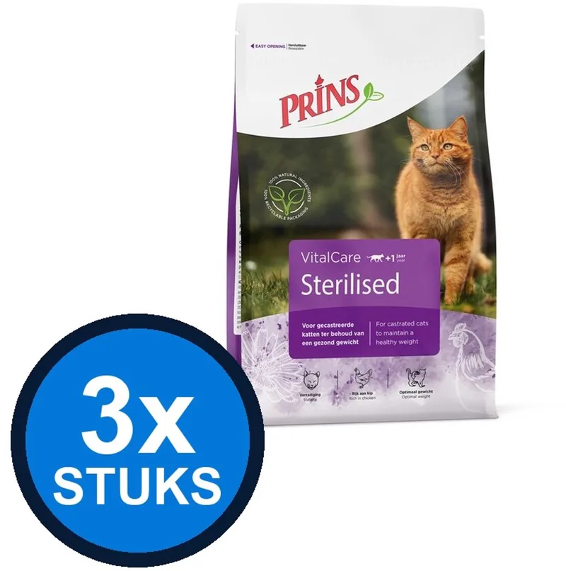 3x Prins - VitalCare sterilised 1,5kg - Kattenvoer - 1.5 kg von Prins – Produktfoto
