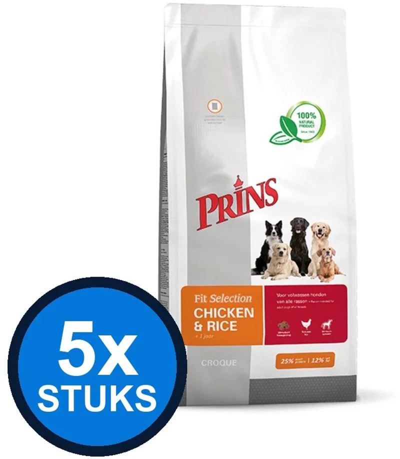 5x Prins - Fit Selection dog chicken&rice 2kg - Hondenvoer - 2 kg de Prins – photo produit