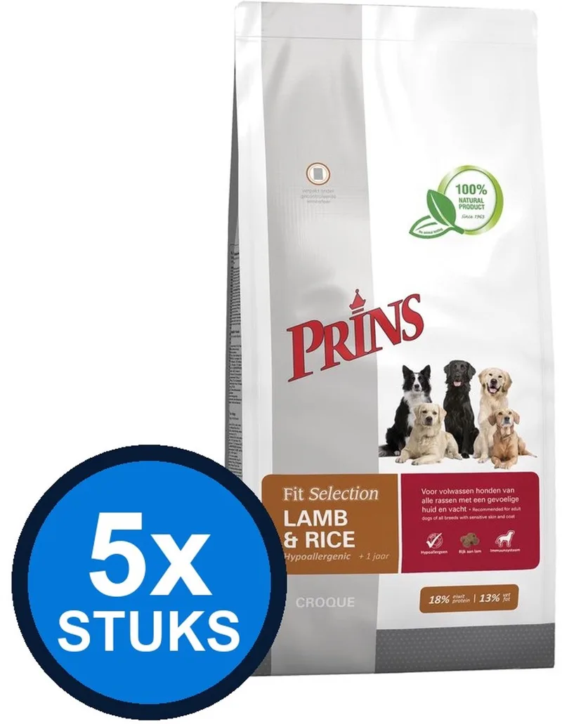 5x Prins - Fit Selection dog lamb&rice 2kg - Hondenvoer - 2 kg de Prins – photo produit