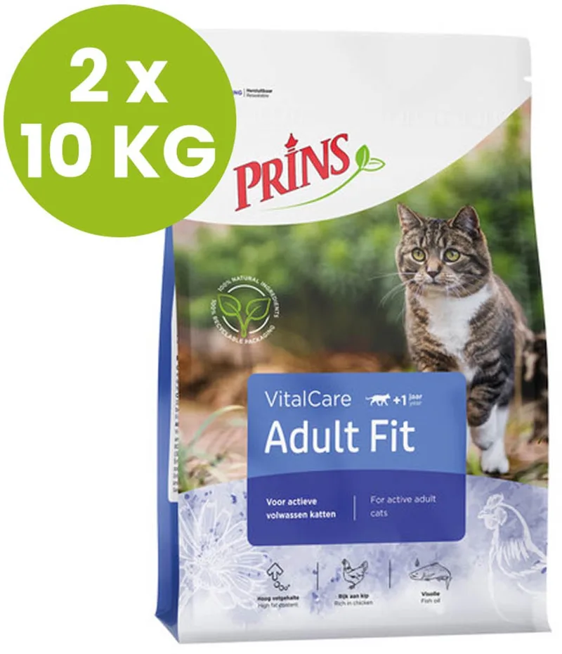 cat vital care adult fit kattenvoer 2x 10 kg von Prins – Produktfoto
