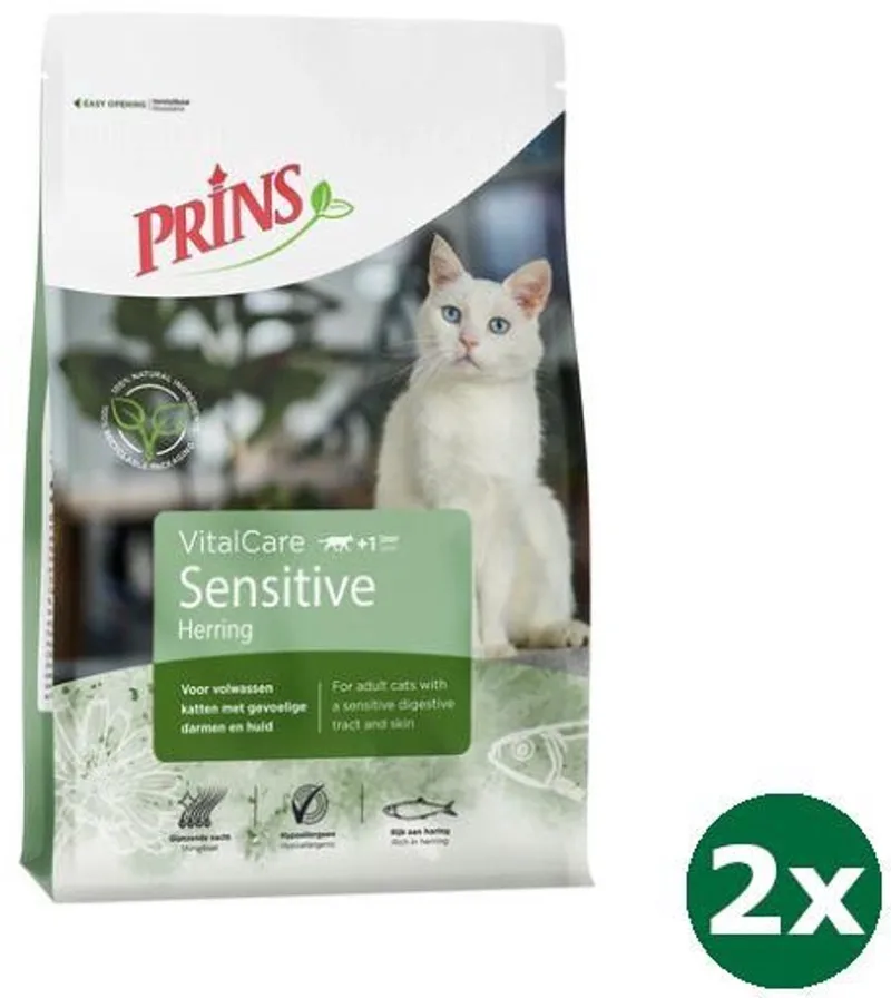 cat vital care adult sensitive hypoallergeen kattenvoer 2x 4 kg fra Prins – produktbillede
