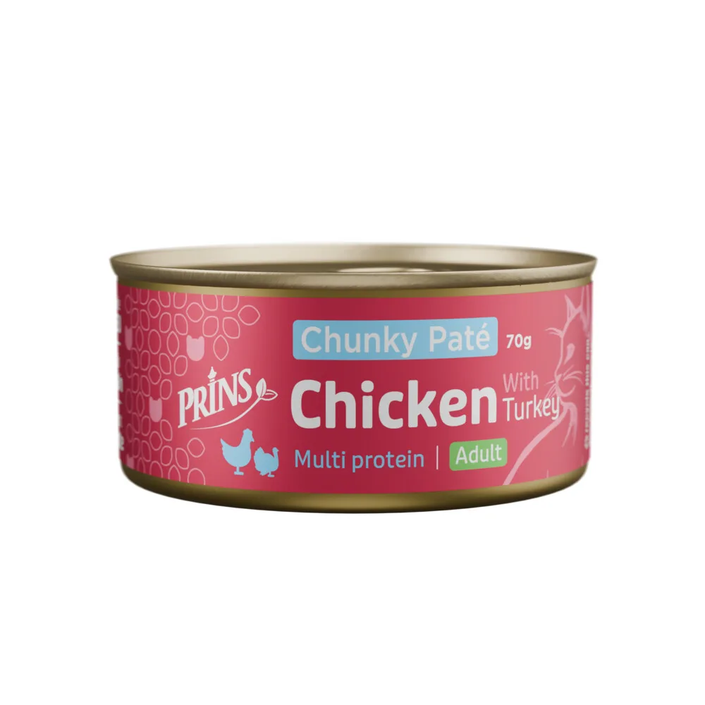 Chunky Paté Kattenvoer Nat Kip & Kalkoen 70 gr van Prins – productfoto