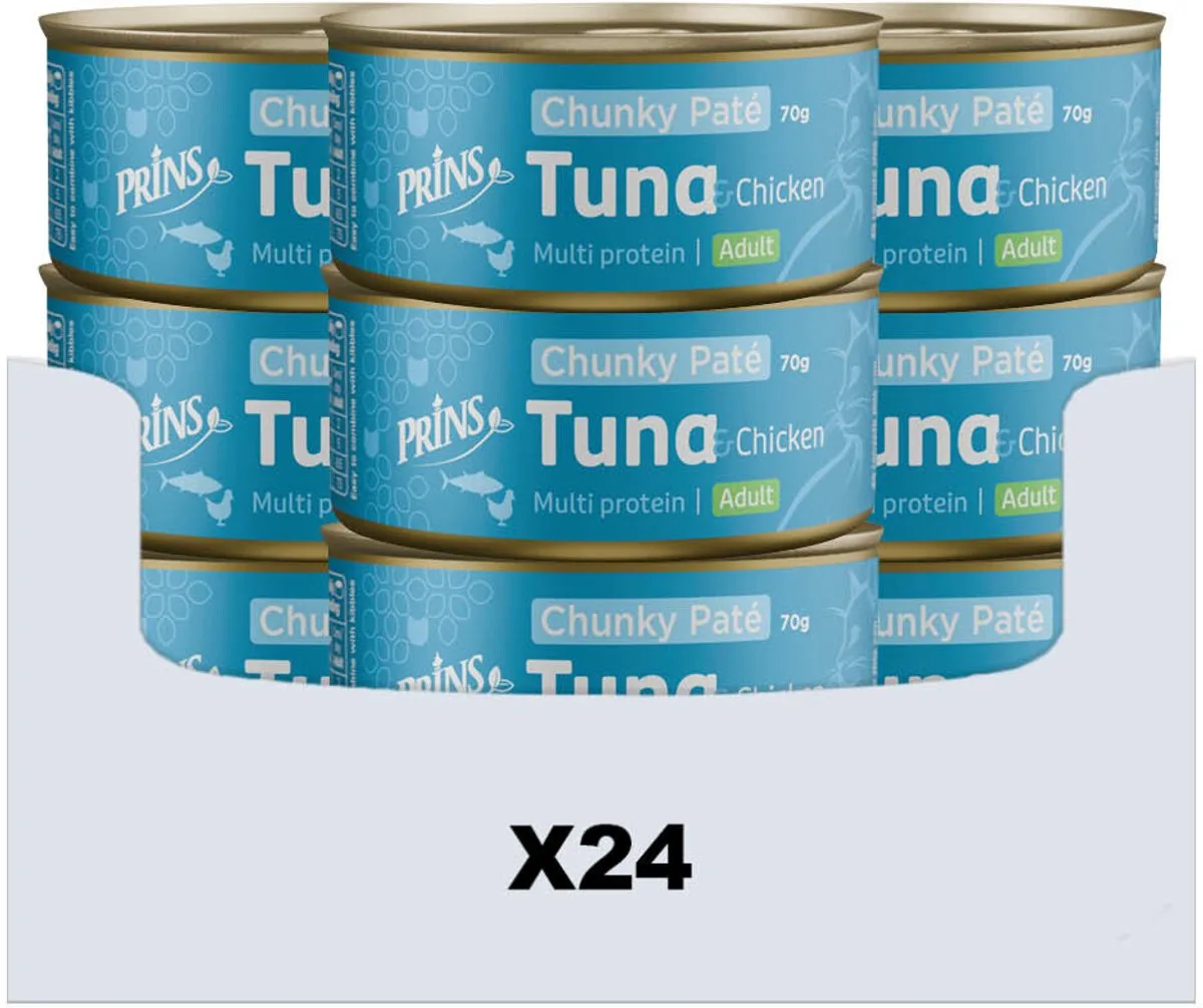 Chunky Paté - Tonijn & Kip - Graanvrij, 24x70g Natvoeding Volwassen Katten by Prins – product photo
