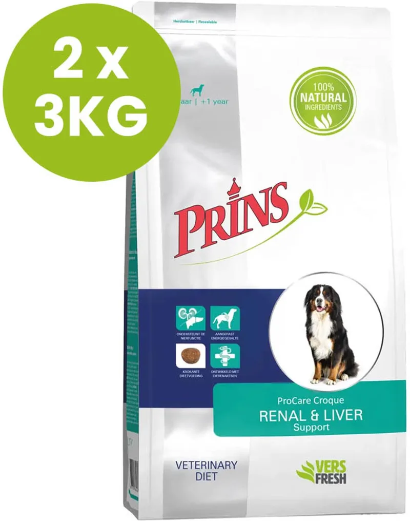 Croque Diet Renal & Liver Support Gevogelte - Hondenvoer - 2 x 3 kg de Prins – photo produit