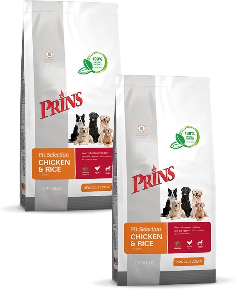 Fit-Selection Kip&Rijst - Hondenvoer - 2 x 2 kg fra Prins – produktbillede