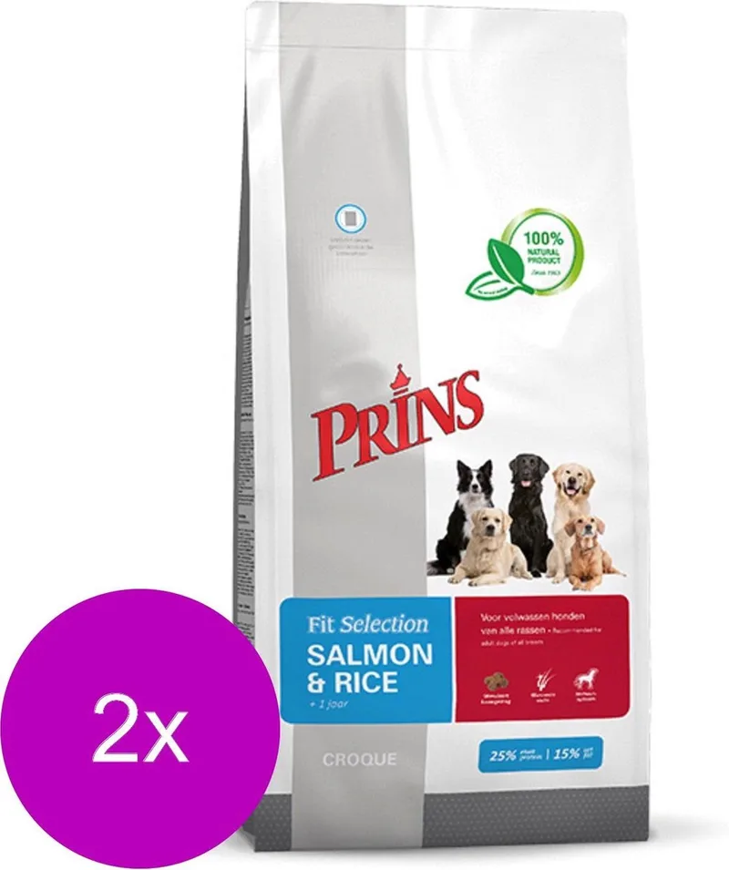 Fit-Selection Zalm&Rijst - Hondenvoer - 2 x 2 kg fra Prins – produktbillede
