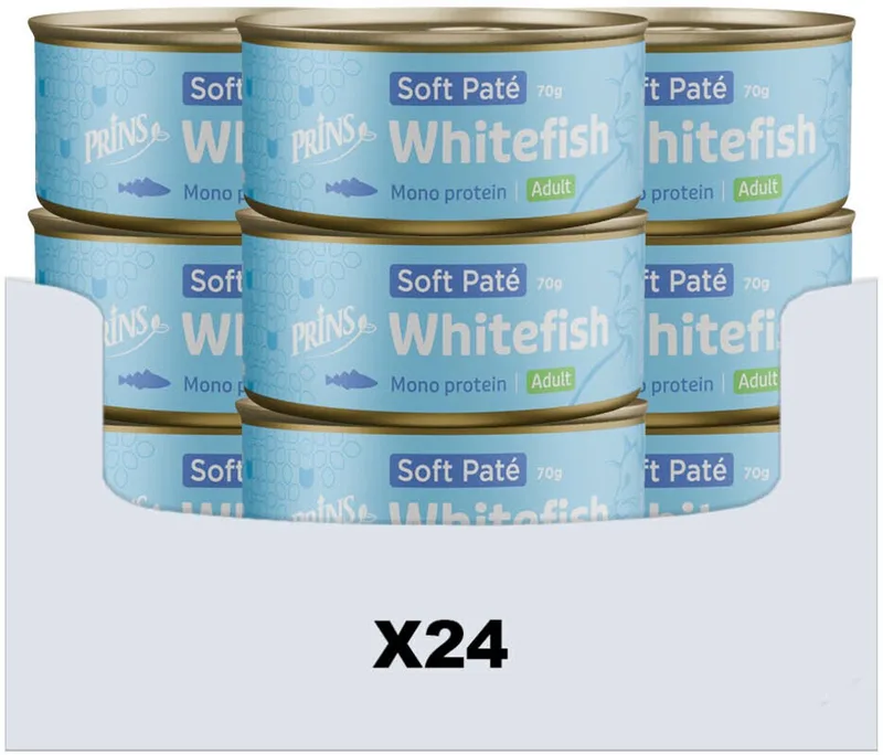 Kattenvoer Prins Soft Paté Kabeljauw - Monoproteïne Natvoeding - 24x70g Graanvrij de Prins – photo produit