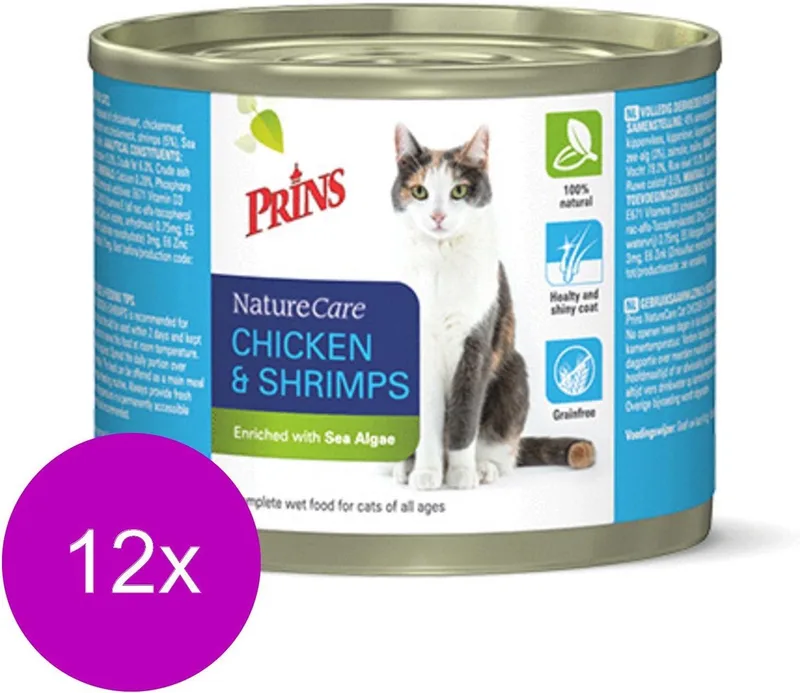 Naturecare Cat 200 g - Kattenvoer - 12 x Kip&Garnaal by Prins – product photo