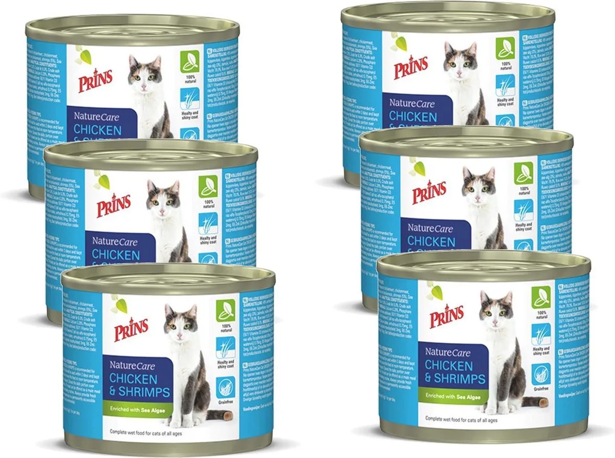 NatureCare Cat Chicken&Shrimps 6x0,2kg de Prins – photo produit