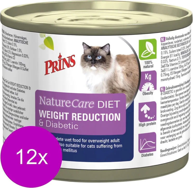 Naturecare Diet Cat Weight - Kattenvoer - 12 x 200 g de Prins – photo produit