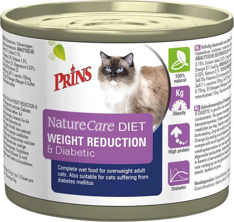 NatureCare Diet Gewichtscontrole & Diabetes - Kat - Volledig droogvoer - 3 x 200 gr by Prins – product photo