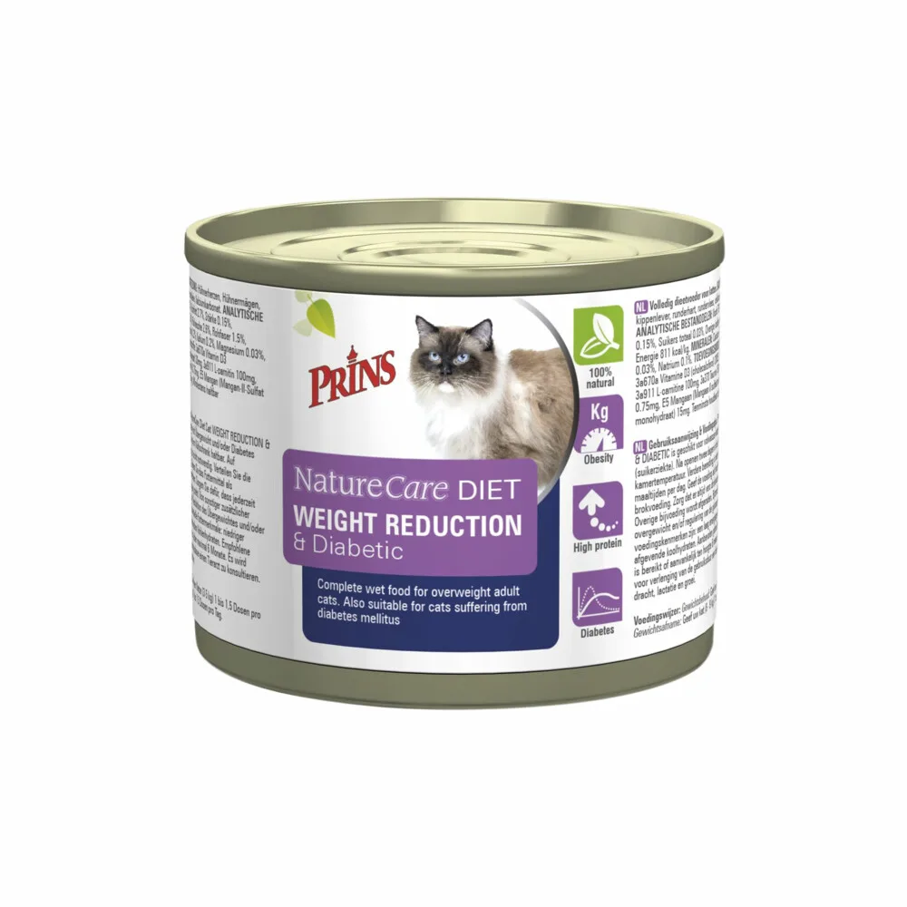 NatureCare Diet Kattenvoer Nat Weight Reduction & Diabetic 200 gr van Prins – productfoto