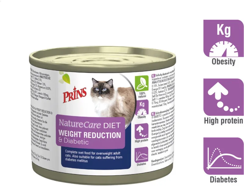 NatureCare - Diet - Kattenvoer Nat - Weight Reduction & Diabetic - 8 x 200g von Prins – Produktfoto
