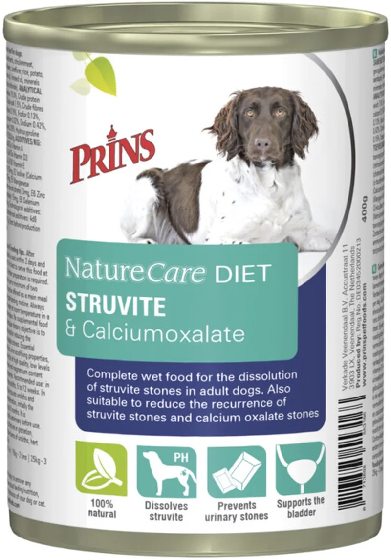 NatureCare - Diet Struvite & Calciumoxalate - Hondenvoer Nat - 12 x 400g de Prins – photo produit