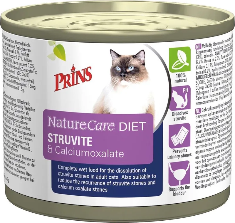 NatureCare Diet Struvite & Calciumoxalate - Kat - Volledig natvoer - 3 x 200 gr fra Prins – produktbillede
